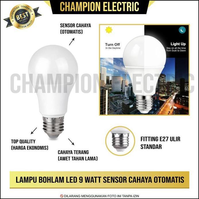 Lampu Bohlam LED Otomatis Sensor Cahaya Siang Malam 9 Watt 9W