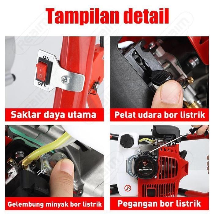 Reaim Mesin Bor Tanah 2-Tak Earth Auger Drill Dengan Spiral Titanium Steel Kuat Untuk Penggalian Lub