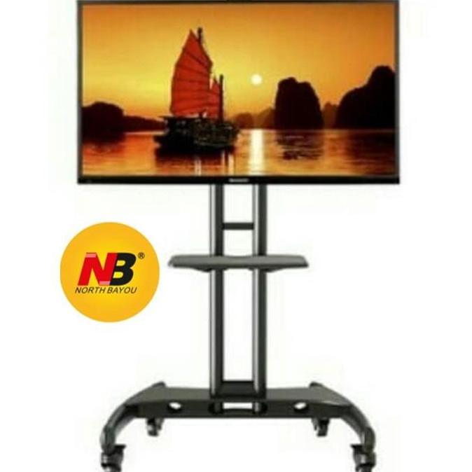 TERLARIS NB AVA 132-70 BRACKET TV STANDING 32-75 INC HITAM DUAL POLES VESA 200X200-600X400 ADJUSTABL