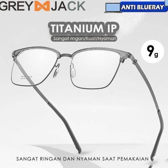 Grey Jack Kacamata Antiradiasi Blueray Baahan Titanium Style Kotak Bisnis Fashion Pria & Wanita 2605