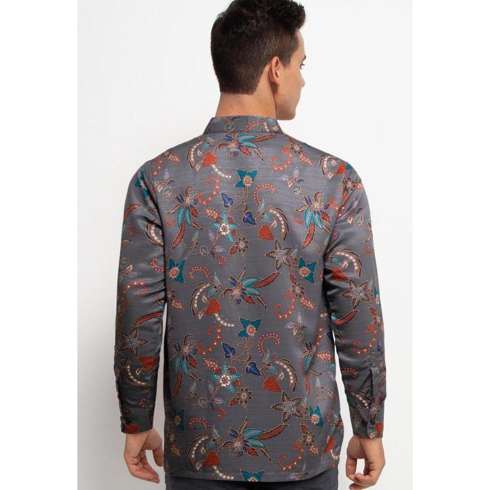 NEW ARJUNA WEDA KEMEJA BATIK PRIA MOTIF KEMBANG WULU - REGULAR FIT | SEMI SUTERA DOBBY | LAPIS FURIN