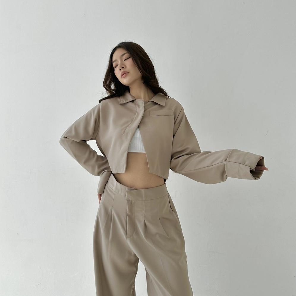 HOT KIT BLAZER - Atasan Crop Outer Blazer Wanita Luaran Top Jacket Murah Baju Lengan Tangan Panjang 