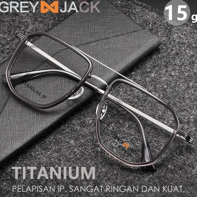 Grey Jack Frame Kacamata Titanium Aviator Kotak Ringan dan Kokoh 2216