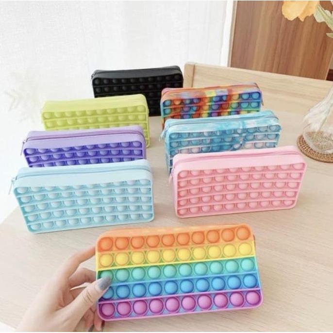 Pop It Pencil Case Tempat Pensil Fidget Toys Squishy Tiktok New 2022