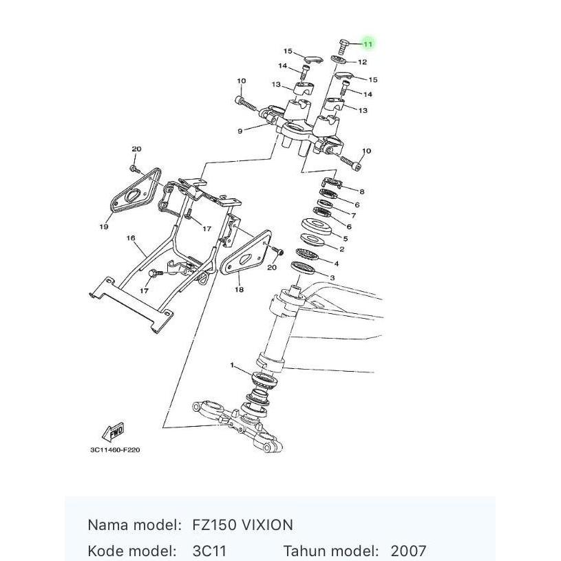 Baut Breket Segitiga Stang Atas Vixion / Bolt 90105-10006