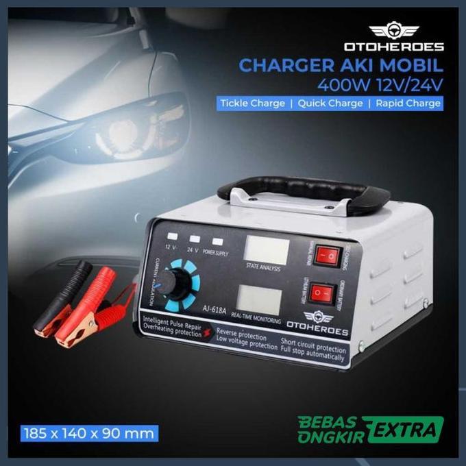 Charger Aki Motor Mobil Portable Otomatis Charger Battery Accu Repair Fast Charging 12V 24V
