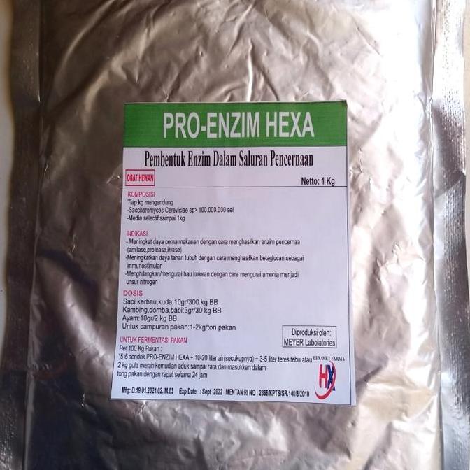 PRO -ENZIM HEXA , probiotik pengurai serat kasar untuk hewan