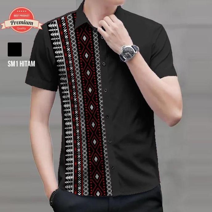 Kemeja Batik Pria Ulos Mandailing Batak SM1 Pendek