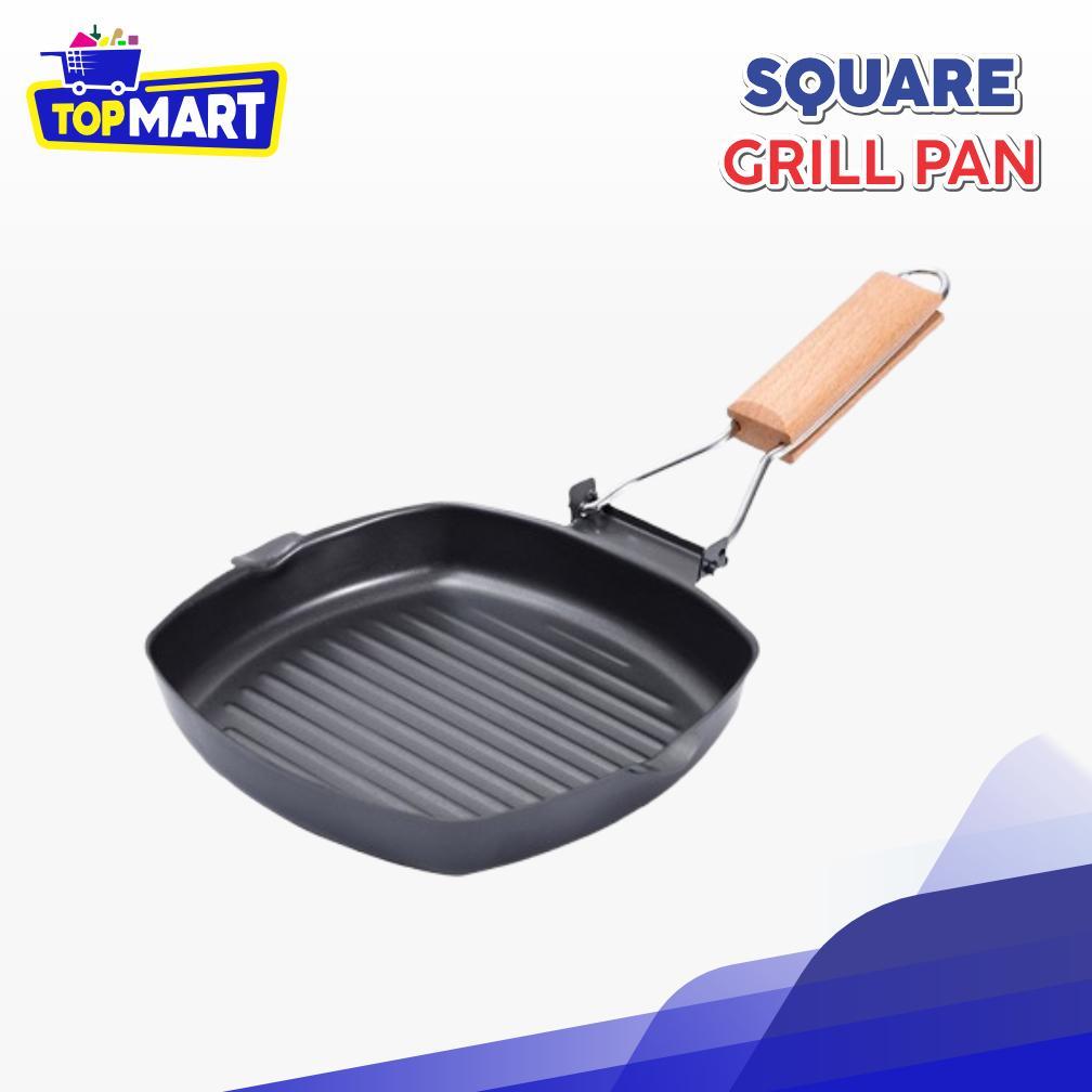 TOPMART - Alat Pemanggang Daging / Square Grill Pan Tahan Lama & Merata - Untuk Kompor Gas & Listrik