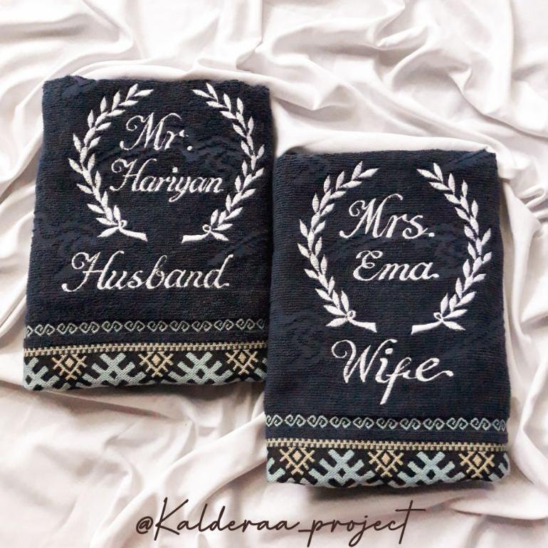 Handuk Bordir Couple isi 2 PCS Handuk / Handuk Seserahan / Kado Pernikahan Handuk / Bordir Handuk / 