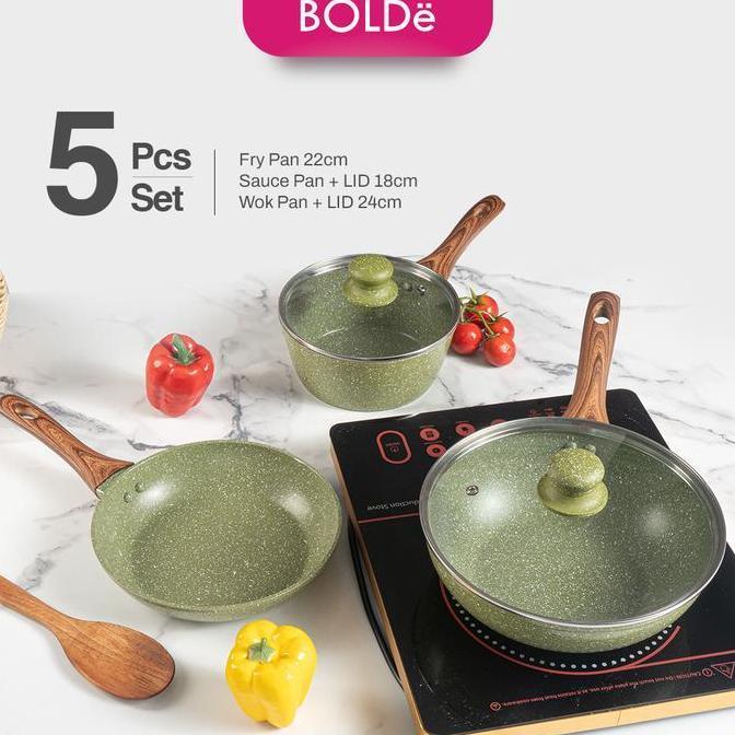 BOLDe Organic Green Pan Set 5Pcs - PANCI SET 5 pcs
