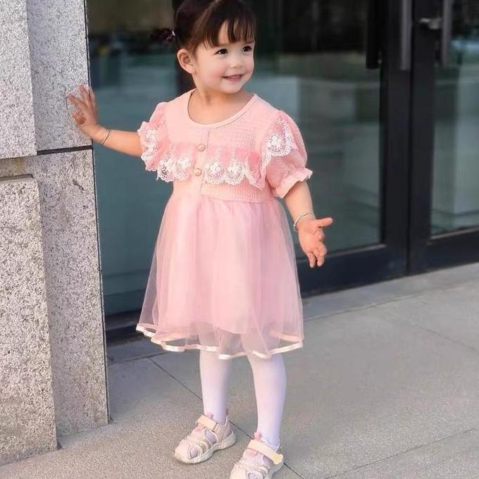 Angenius Dres Anak Perempuan Pendek Dengan Bahan Knit & Tutu Tile Premium Style Kekinian Baju Anak C
