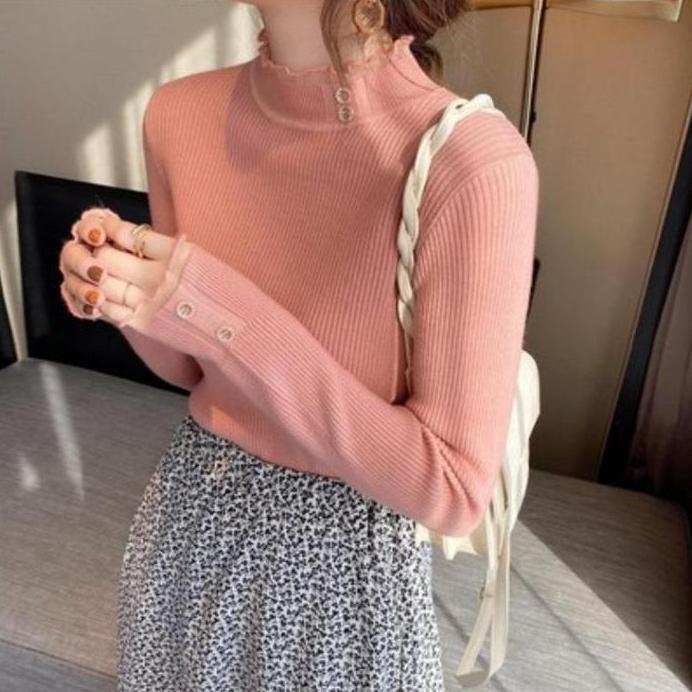 HCLL Baju Atasan Import Wanita Doris - Atasan Lengan Panjang Rajut Premium - Manset Wanita