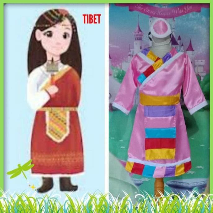 Kostum Anak Internasional Baju Adat Tradisional Negara Tibet Girl