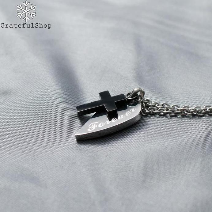 KALUNG PRISCILLA (KALUNG SALIB COUPLE / PASANGAN) CROSS NEKLACE STAINLESS STEEL ANTI KARAT gold hita