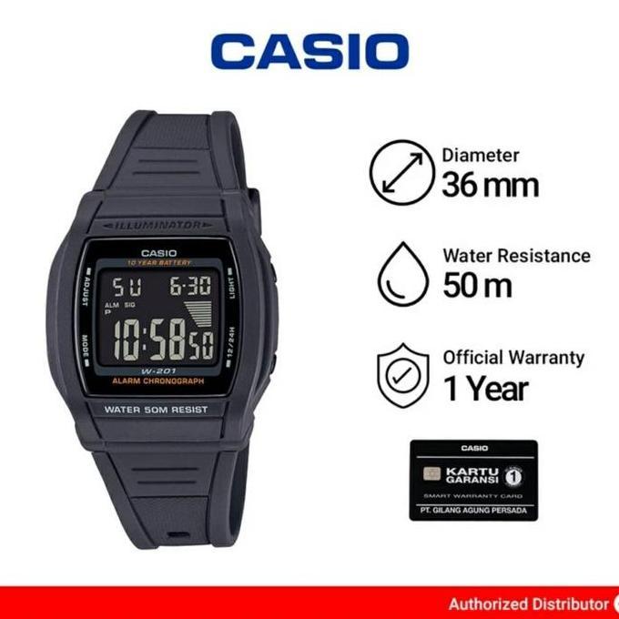 JAM CASIO W-201-1BDF / W201 ORIGINAL BERGARANSI