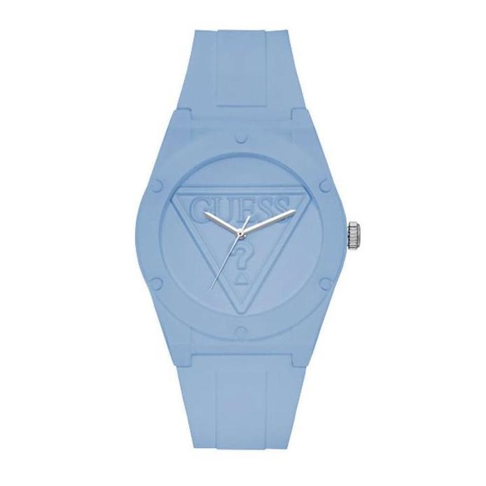 Guess Analog Jam Tangan Pria Strap Karet Biru Muda W0979L6 Original