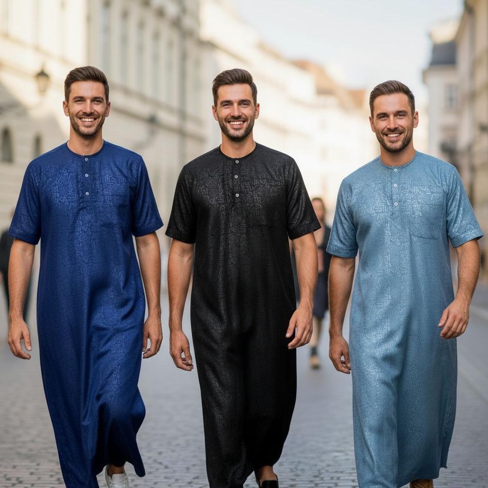 Diskon Gamis Pria Premium Motif Embos Terbaru/Gamis Pria Premium/Kurta Pria Embos/Jubah Saudi Motif 