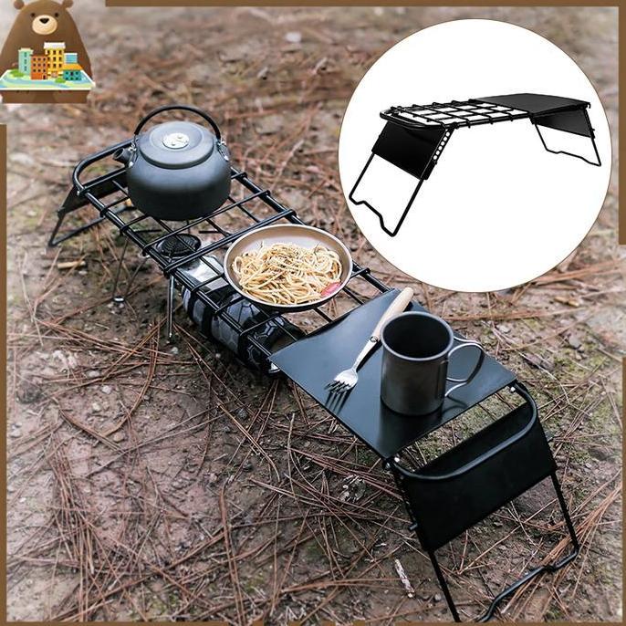LEONAB Meja Lipat Piknik Meja Kemping Lipat Outdoor Jaring Logam Meja Lipat Grid Meja Camping Meja K
