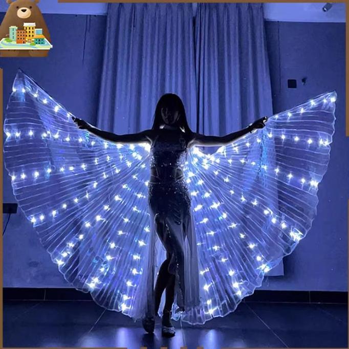 LEONAB Kostum Sayap Malaikat Sayap Tari Penari Sayap Malaikat Led Sayap Kerub Belly Dance Sayap Mala