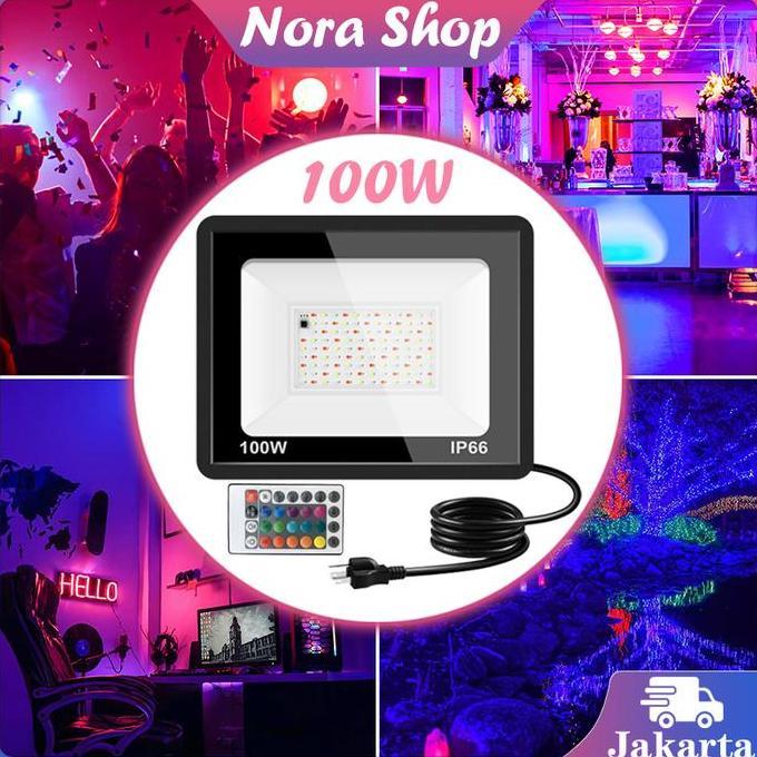 GERAMANK Outdoor Taman Rgb Slim Warna Warni / Lampu Sorot Rgb Warna Warni Led 100w