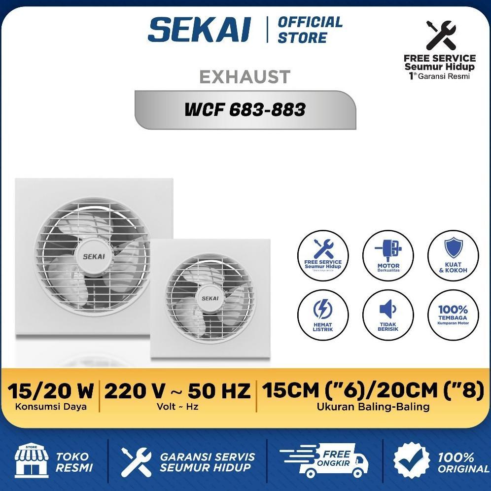 promo terbaru sekai  exhaust fan dinding / kipas angin hexos 6 inch / 8 inch - wcf 683 / wcf 883