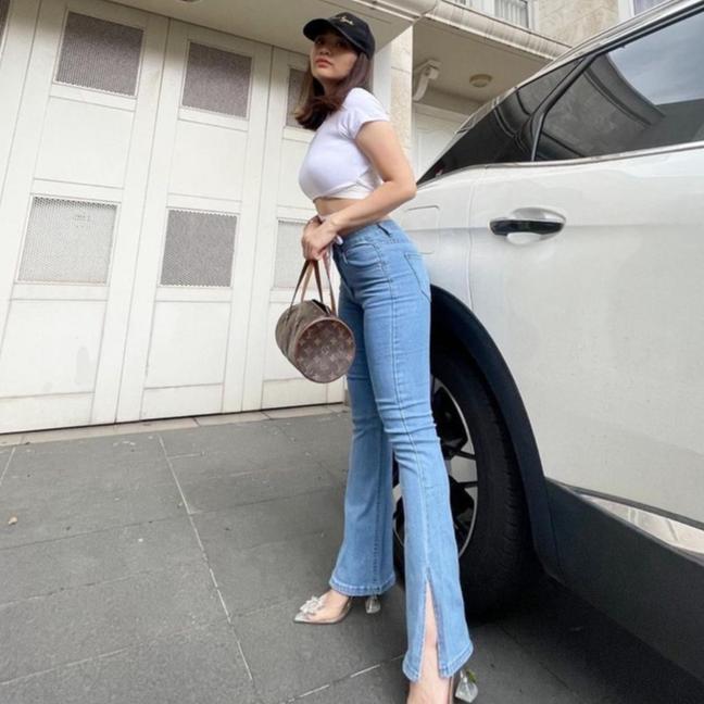 ORIGINAL Highwaist Cutbray Celana Jeans Wanita Cutbray Belah Samping Celana Jeans Kekinian
