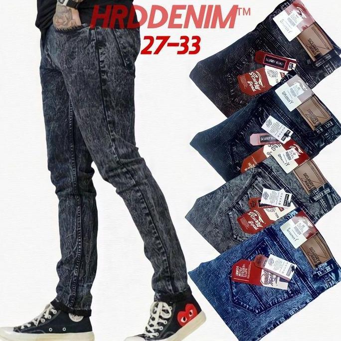 TAMPIL MODIS  Celana Panjang Jeans Snow Black Hitam Blue Distro Bandung Pria Lelaki Laki Dewasa Pens