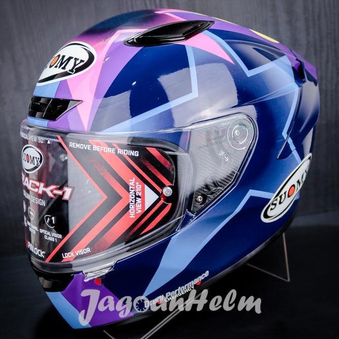 SUOMY HELM TRACK1 BASTIANINI REP | BLUE PURPLE | TRACK 1 SINGLE VISOR - Motorcycle