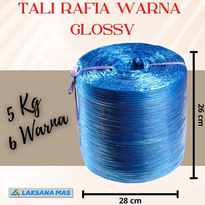 Tali Rafia Plastik Laksanamas Super Warna Glossy Merah/Biru/Kuning/Hijau/Ungu/Oren