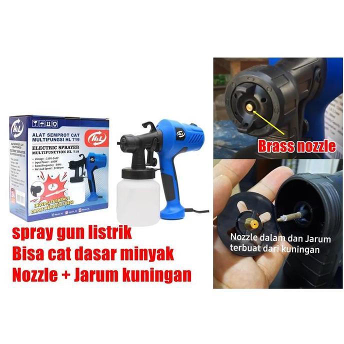 AHROKA spray gun Listrik H&L HL719  Nozzle jarum kuningan sprayer cat elektrik
