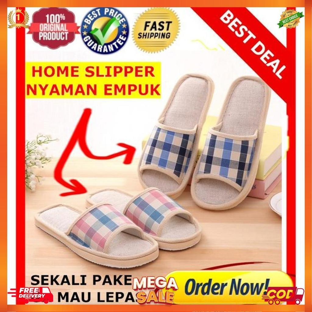 SANDAL TIDUR BULU / SANDAL RUMAH MOTIF STRIPE / SLIPPER / SANDAL KAMAR [H1]