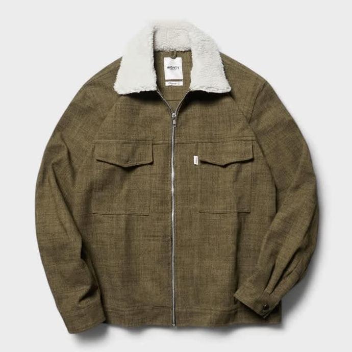 HIGHTY Olive Shearling Wool Jacket | Jaket Lengan Panjang Pria
