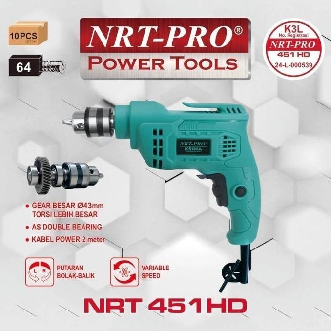 AHROKA NRT PRO 451HD Mesin bor tangan bolak balik 10mm bor kayu besi PVC bor hidroponik GEAR BESAR -