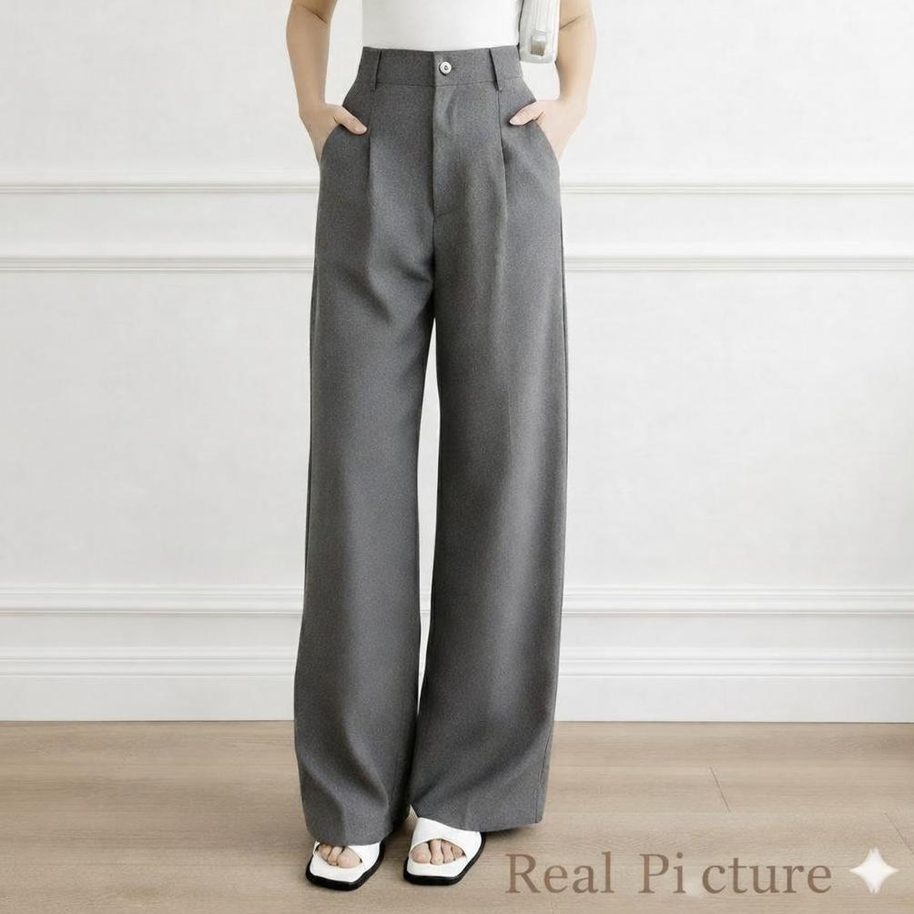 Termurah !! Viona Pants - Celana Kantor Highwaist Loose Pants|Wanita Panjang Trouser|Jumbo Kulot Ter