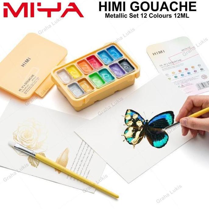 Miya Himi GOUACHE Metallic Paint Set TWIN 12 Colors x 12ml - Cat Gouache