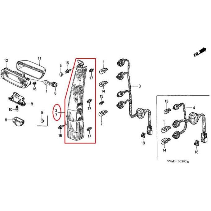 Stoplamp / Lampu Belakang CRV Gen2 2002-2004 Original
