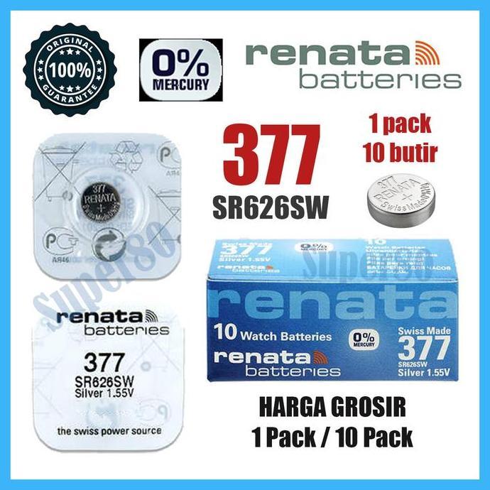 4jamstore - renata ori 377 sr626sw battery jam batre baterai asli sr 626 sw grosir 1 pack 10 butir