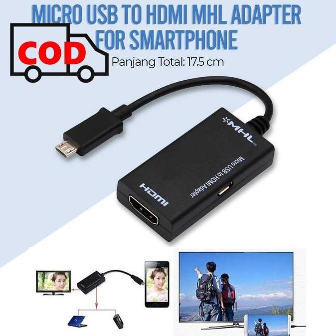 Yevaseni_ - Kabel Konektor Penghubung Hp Mhl Ke Layar Tv Converter Micro Usb To Hdmi