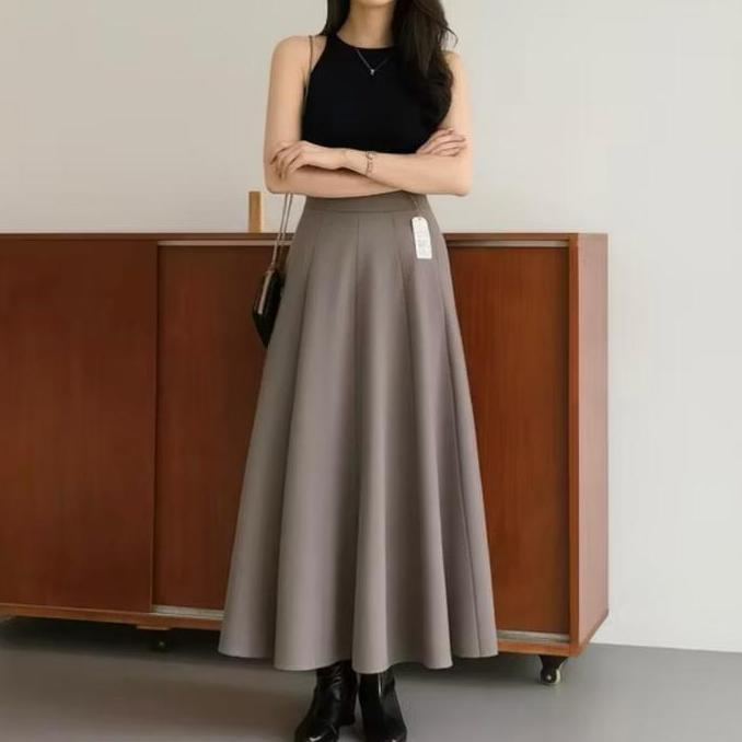KEKINIAN Audy Skirt Korean Loose Maxi Rok Duyung Wanita - Model Terkini KEKINIAN