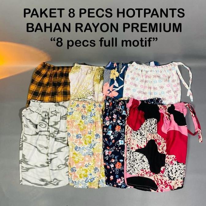 TERKINI Grosir isi  10 Pecs | Celana pendek hotpants Rayon wanita Motif Santai TERKINI