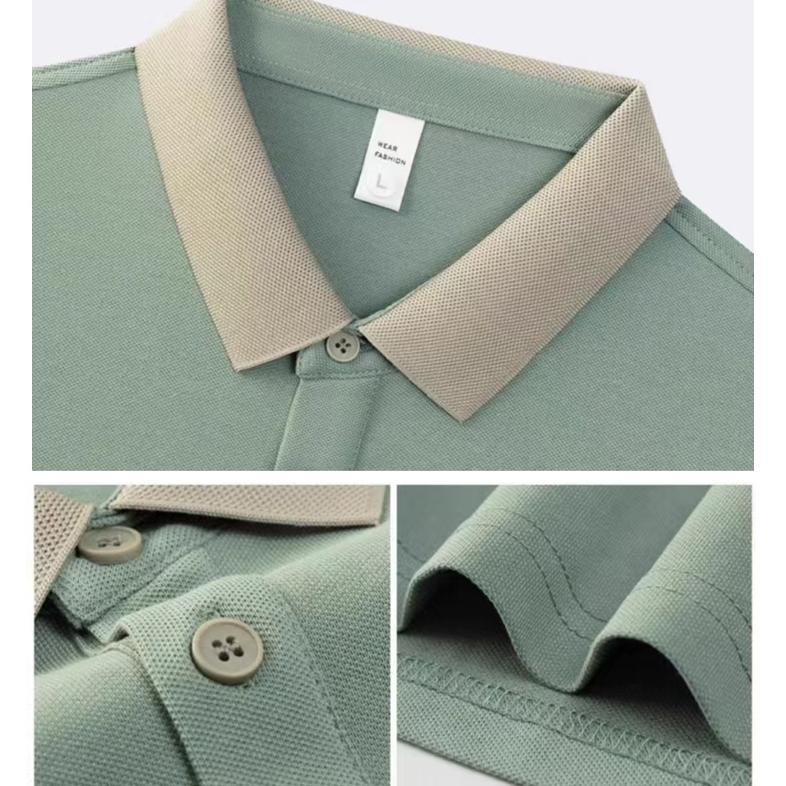 PROMO Kaos kerah pria knit shirt lengan pendek V neck polo shirt kaos polos kancing Atasan pria leng