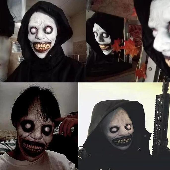 SASCALA Topeng Seram Mata Putih Eksorsis / Cos Topeng Halloween / Topeng Rumah Hantu Pesta Lelucon