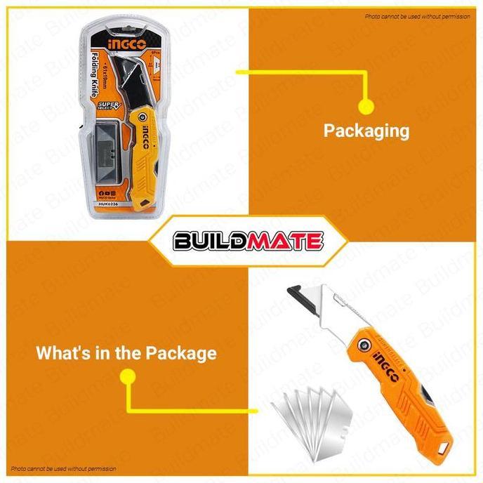 Ready Pisau Lipat Alumunium SK5 INGCO HUK6236 Utility Cutter Folding Knife