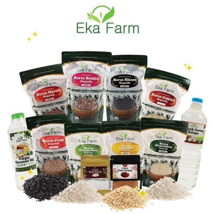 Eka Farm Beras Organik 1kg - Beras Pandan Wangi Merah Benku Mentik Diabetes Coklat Hitam - Beras Org