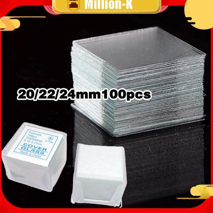 TELENIUM 100 Pcs Cover Glass Kaca Penutup Preparat / Deck Glass / Deck Glass Mikroskop PROTOK