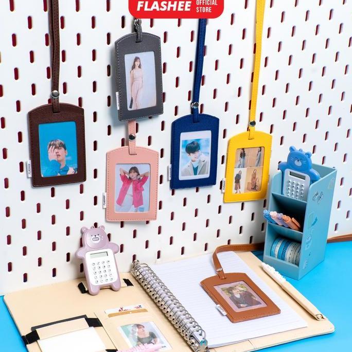 Flashee Name Tag Kancing ID Card Holder Brooke Lanyard Kancing Kulit Tali Kancing Termurah PU Leathe