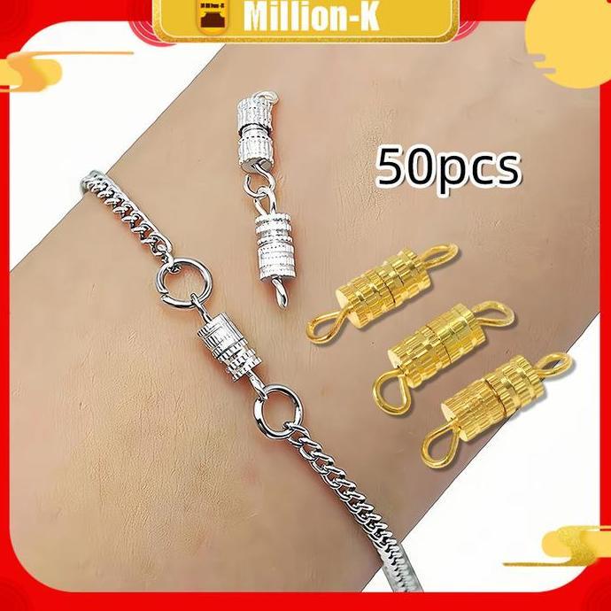 TENNIME 50Pcs Pengait Kalung / Ulir Kalung Putar / Gelang Kait Ulir / Penyambung Kalung Gelang PROTO