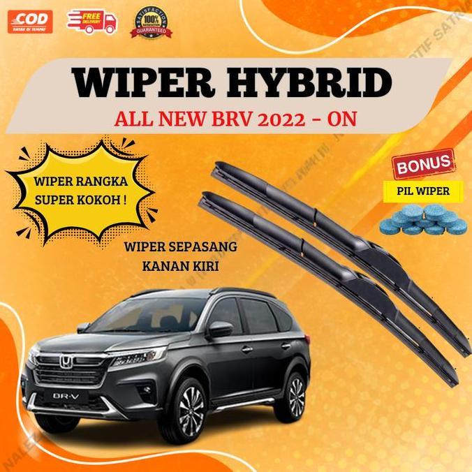 Wiper Mobil Hybrid All New Brv 2022-ON Wiper Rangka Hybrid Sepasang Kanan Kiri Bonus Sabun Air Wiper