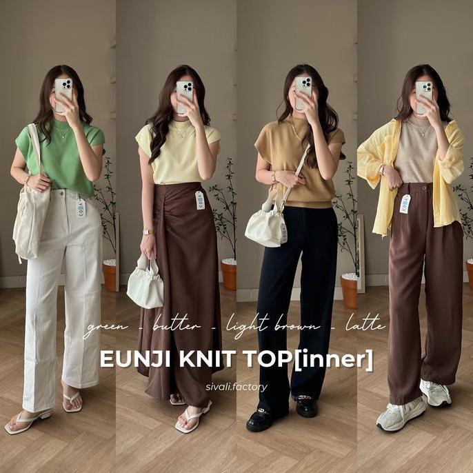 SIVALI Eunji Knit Top - Baju Wanita Vest Turtleneck Rajut Tanpa Lengan | Inner Hijab - Atasan Wanita